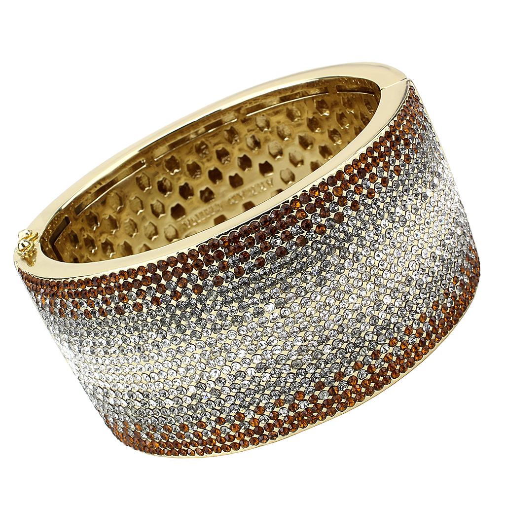 Gold Brass Bangle with Top Grade Crystal  in Multi Color