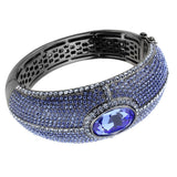 TIN Cobalt Black Brass Bangle with Top Grade Crystal  in Sapphire