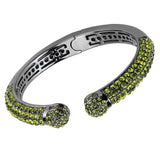 TIN Cobalt Black Brass Bangle with Top Grade Crystal  in Olivine color