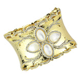 Gold Brass Bangle with Synthetic  in White