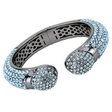 TIN Cobalt Black Brass Bangle with Top Grade Crystal  in Sea Blue