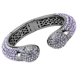 TIN Cobalt Black Brass Bangle with Top Grade Crystal  in Amethyst