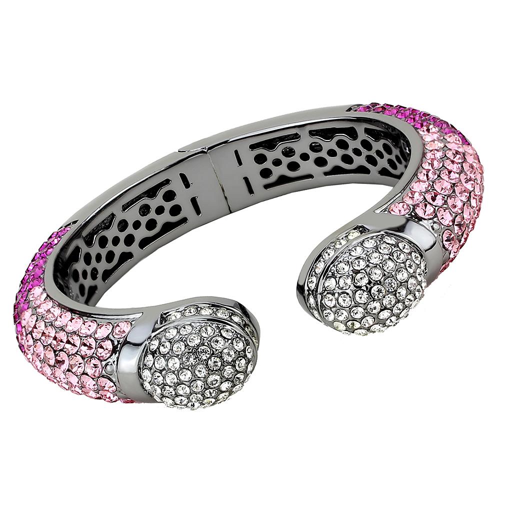 TIN Cobalt Black Brass Bangle with Top Grade Crystal  in Multi Color