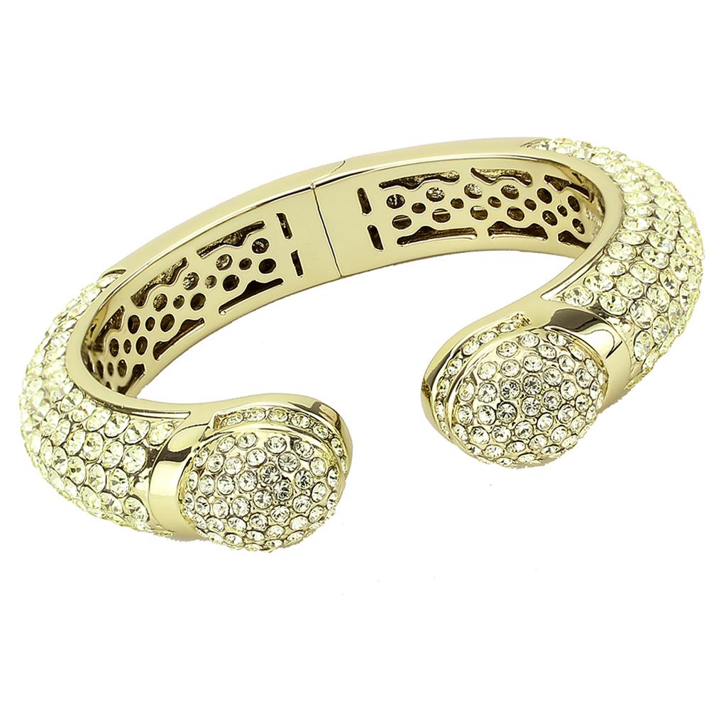 Flash Gold Brass Bangle with Top Grade Crystal  in Citrine Yellow