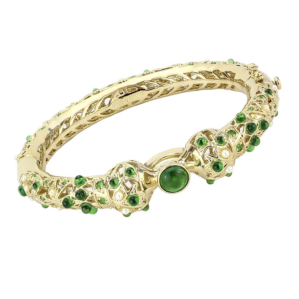 Gold Brass Bangle with Assorted  in Emerald