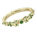 Gold Brass Bangle with Assorted  in Emerald