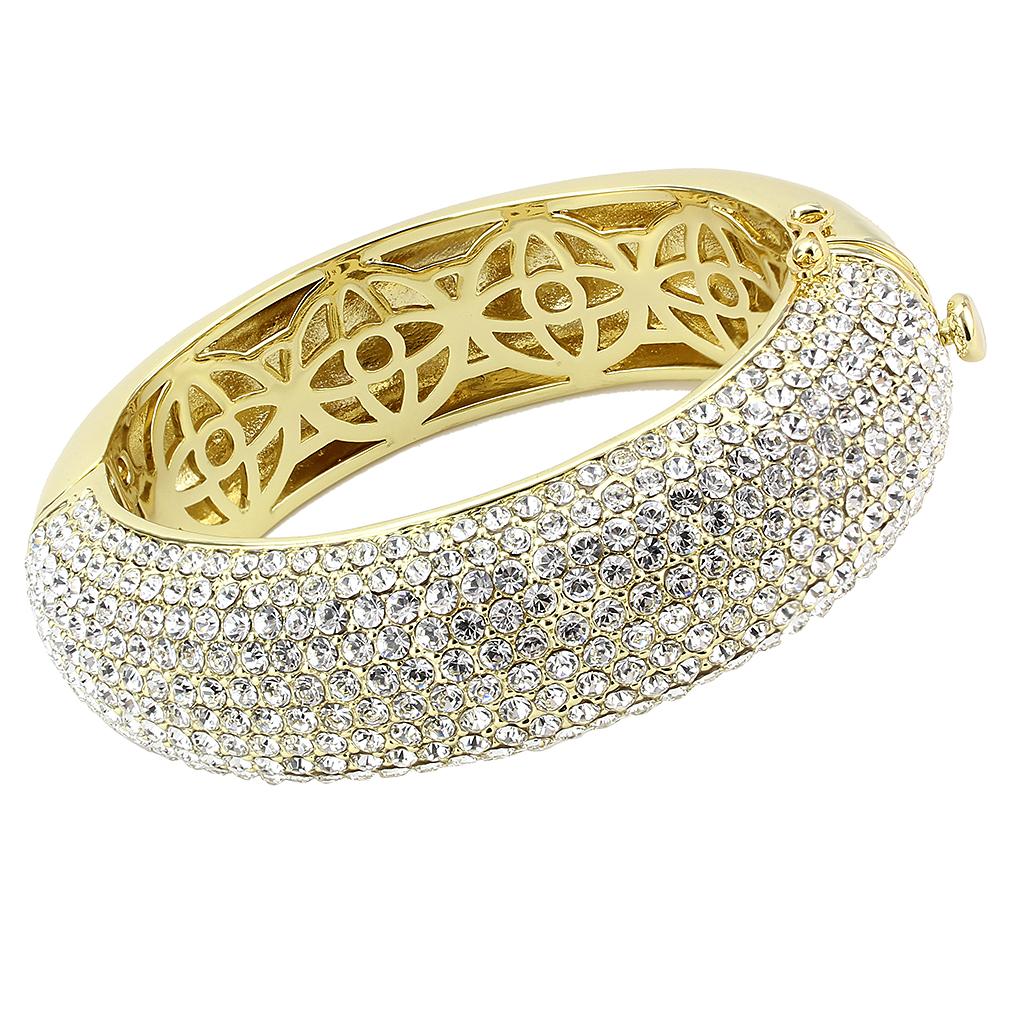 Flash Gold Brass Bangle with Top Grade Crystal  in Clear
