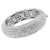 Rhodium Brass Bangle with Top Grade Crystal  in Clear