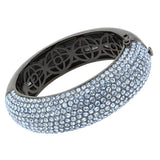 TIN Cobalt Black Brass Bangle with Top Grade Crystal  in Aquamarine