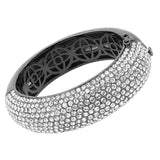 TIN Cobalt Black Brass Bangle with Top Grade Crystal  in Clear