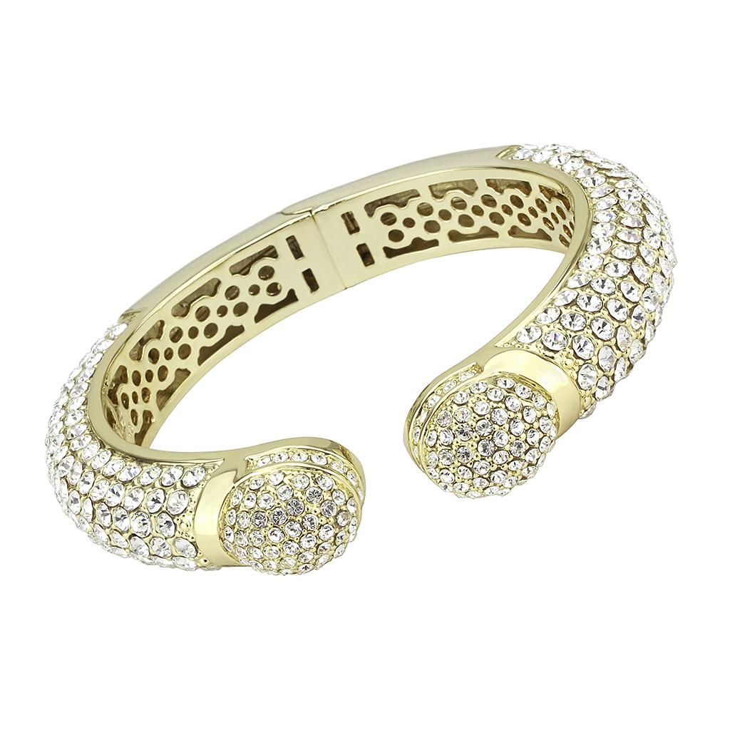 Flash Gold Brass Bangle with Top Grade Crystal  in Clear