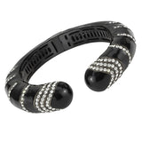 TIN Cobalt Black Brass Bangle with Top Grade Crystal  in Clear