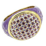 Gold Brass Bangle with Top Grade Crystal  in Amethyst