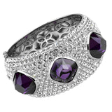 Rhodium Brass Bangle with AAA Grade CZ  in Amethyst