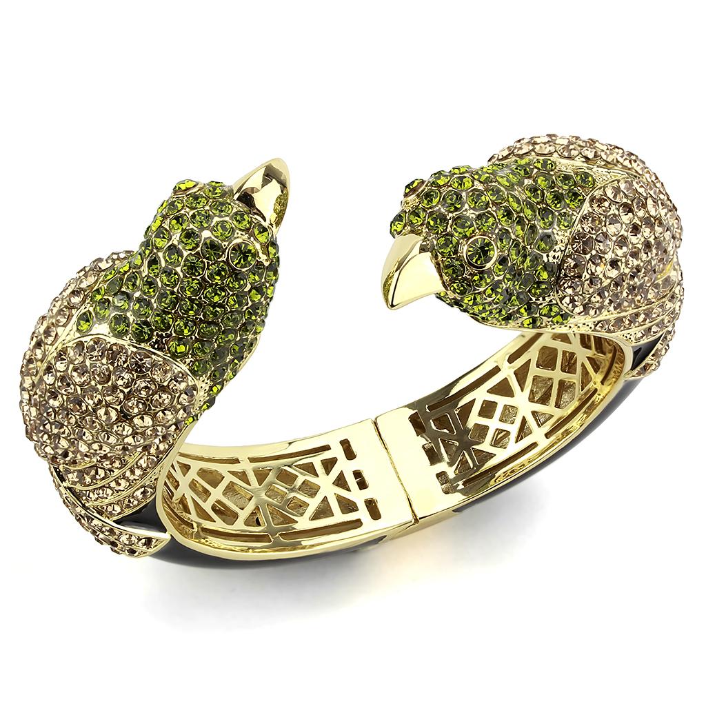 Gold Brass Bangle with Top Grade Crystal  in Multi Color