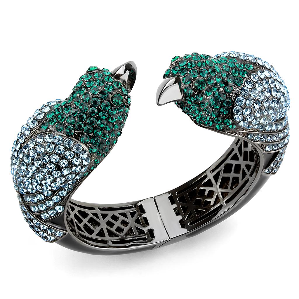 Ruthenium Brass Bangle with Top Grade Crystal  in Multi Color