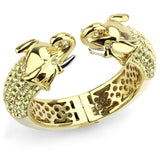 Gold+Rhodium Brass Bangle with Top Grade Crystal  in Citrine Yellow