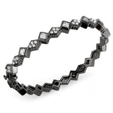 LO4341 TIN Cobalt Black Brass Bangle with AAA Grade CZ in Clear