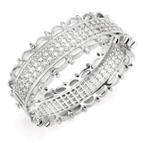 Rhodium Brass Bangle with Top Grade Crystal  in Clear