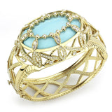 Gold Brass Bangle with Synthetic  in Sea Blue