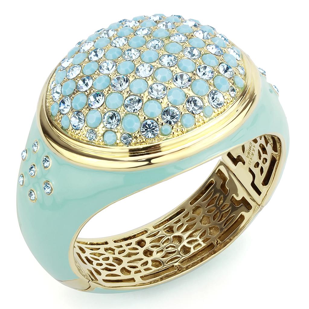 Gold Brass Bangle with Top Grade Crystal  in Multi Color