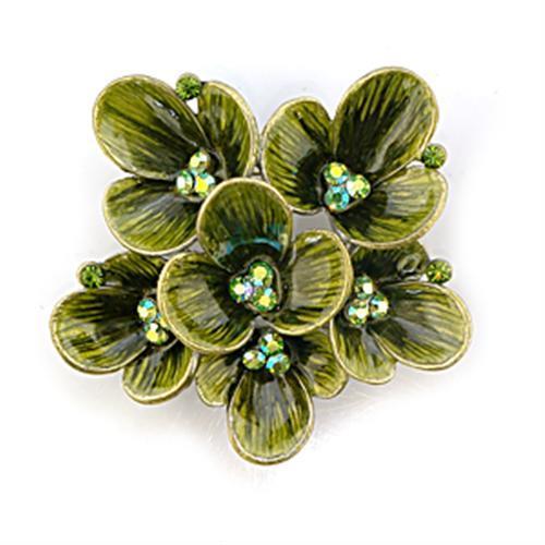 Antique Silver White Metal Brooches with Top Grade Crystal  in Multi Color