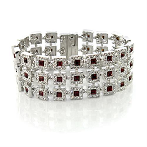 Rhodium Brass Bracelet with Top Grade Crystal  in Siam
