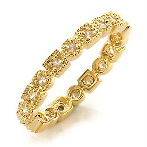 Gold Brass Ring with AAA Grade CZ  in Clear