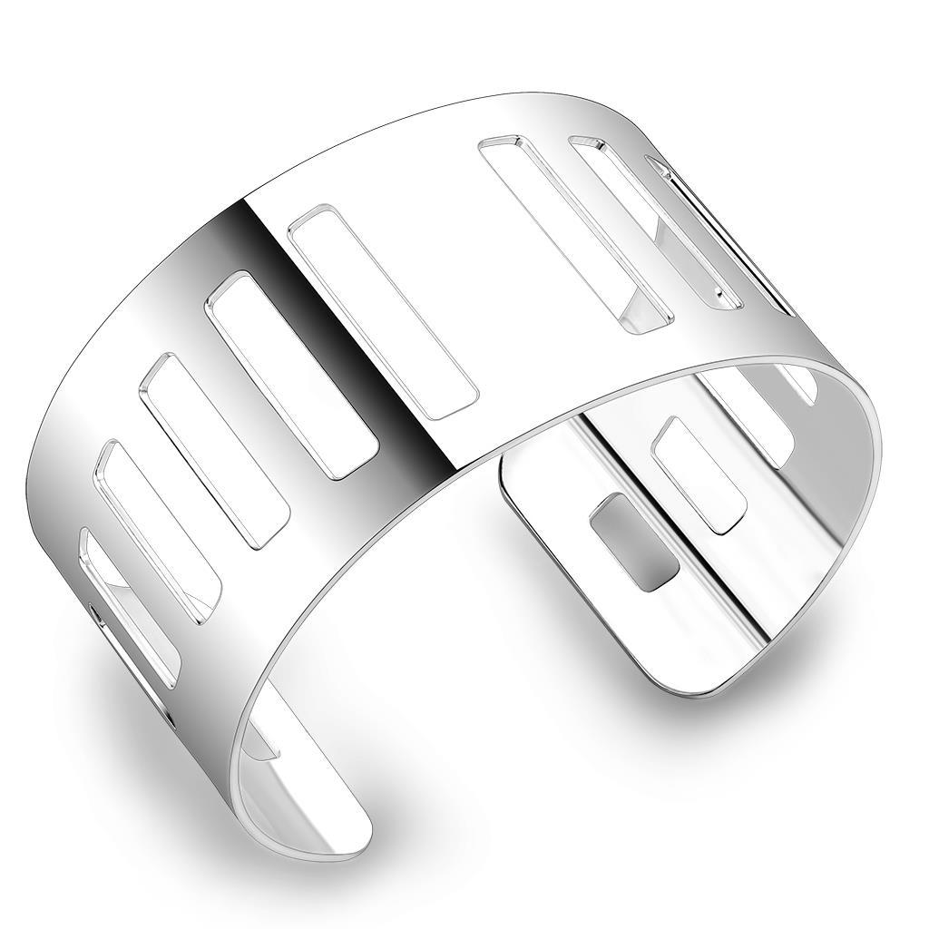 Matte Rhodium & Rhodium Stainless Steel Bangle with No Stone