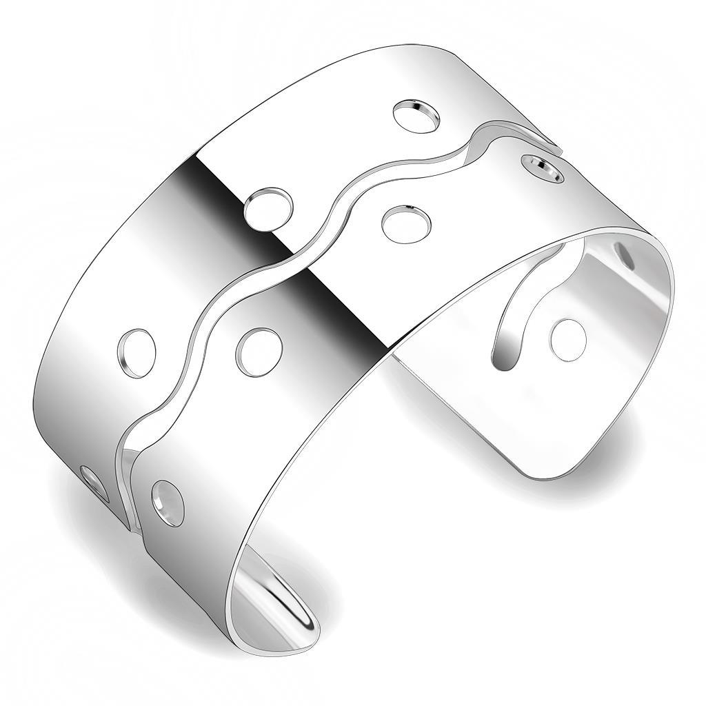 Matte Rhodium & Rhodium Stainless Steel Bangle with No Stone