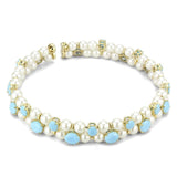Gold Brass Necklace with Synthetic Glass Bead in White
