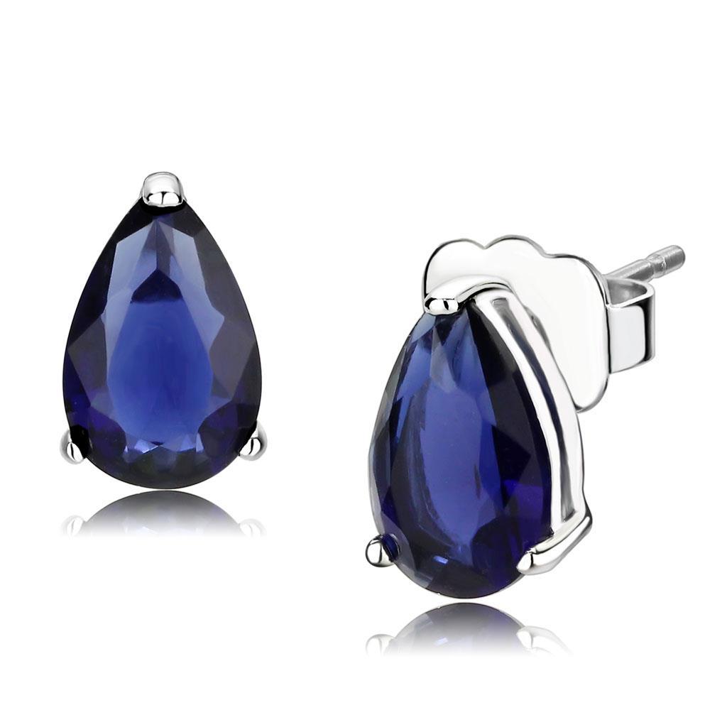 Rhodium 925 Sterling Silver Earrings with AAA Grade CZ  in Clear