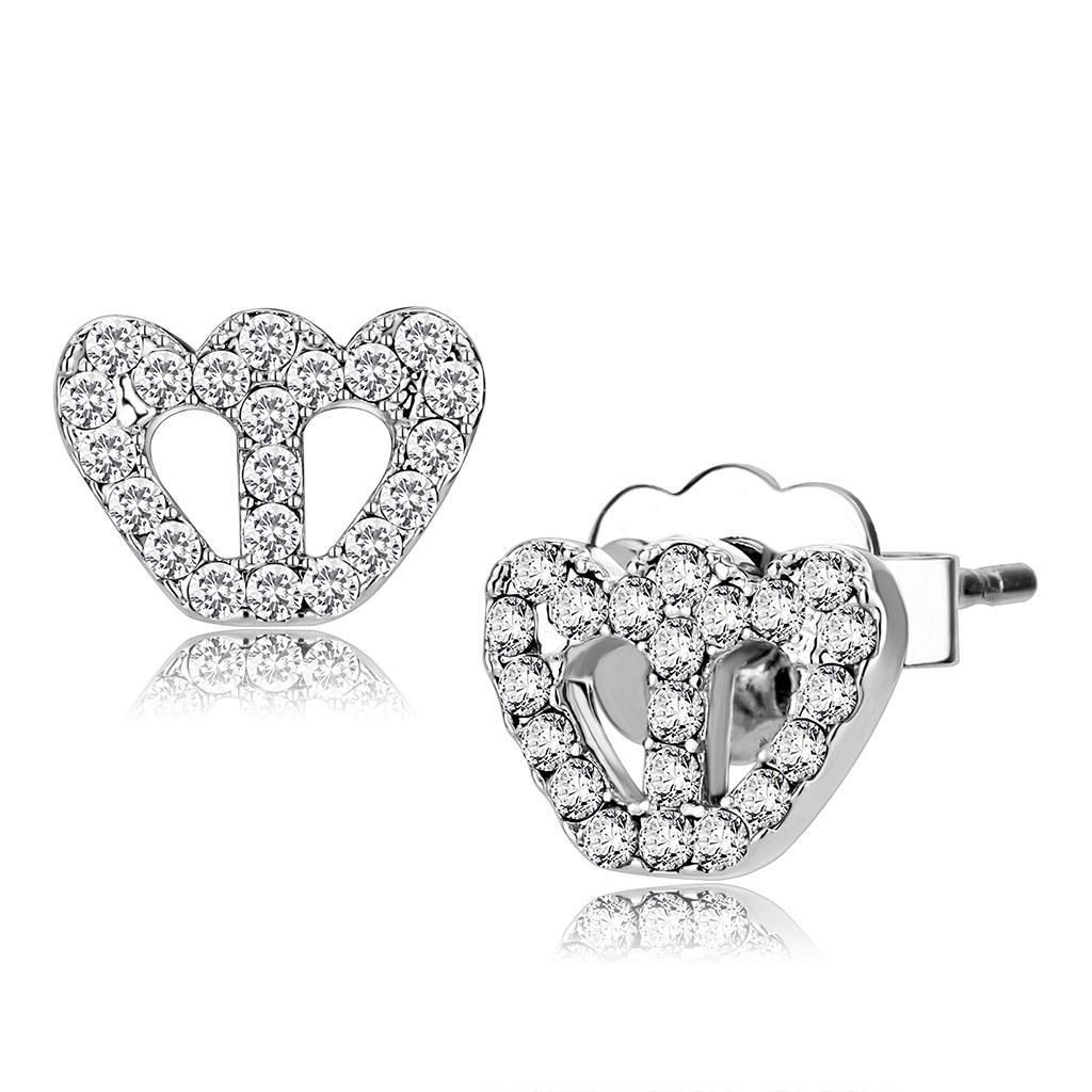 Rhodium Brass Earrings with Top Grade Crystal  in Clear
