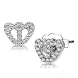 Rhodium Brass Earrings with Top Grade Crystal  in Clear