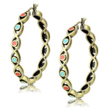 Antique Silver Brass Earrings with Epoxy  in Multi Color