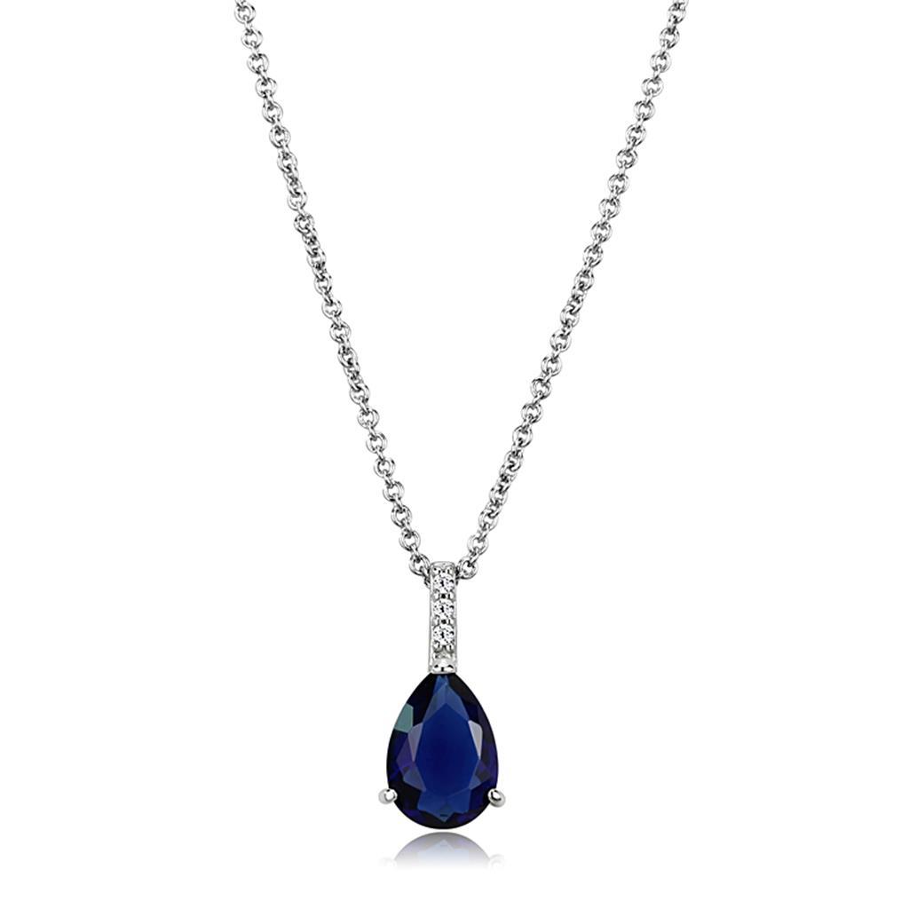 Rhodium Brass Chain Pendant with Synthetic  in Montana