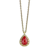 Antique Copper Brass Chain Pendant with Synthetic Synthetic Stone in Red Series