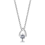 Silver+ e-coating Brass Chain Pendant with AAA Grade CZ  in Clear