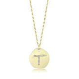 Gold & Brush Brass Chain Pendant with Top Grade Crystal  in Clear