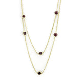 Gold Brass Necklace with AAA Grade CZ  in Garnet
