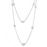 Rhodium Brass Necklace with AAA Grade CZ  in Clear