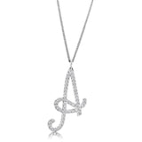 Silver Brass Chain Pendant with Top Grade Crystal  in Clear