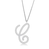 Imitation Rhodium Brass Chain Pendant with Top Grade Crystal  in Clear