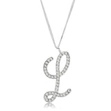 Silver Brass Chain Pendant with Top Grade Crystal  in Clear