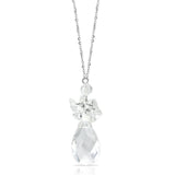 Rhodium Brass Chain Pendant with AAA Grade CZ  in Clear