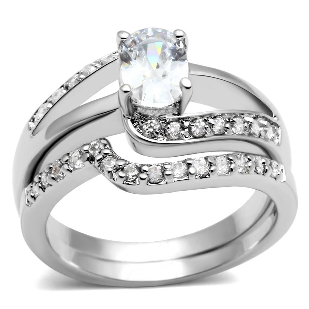 Rhodium Brass Ring with AAA Grade CZ  in Clear