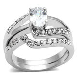 Rhodium Brass Ring with AAA Grade CZ  in Clear