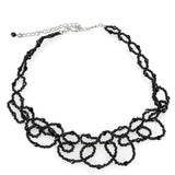 Rhodium Brass Necklace with Synthetic Synthetic Glass in Jet