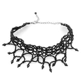 Rhodium Brass Necklace with Synthetic Synthetic Glass in Jet