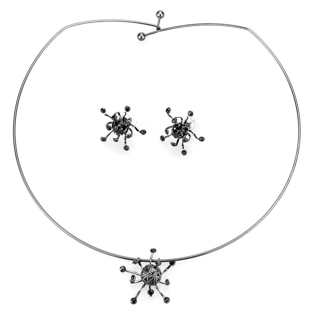 Ruthenium White Metal Jewelry Sets with Top Grade Crystal  in Jet